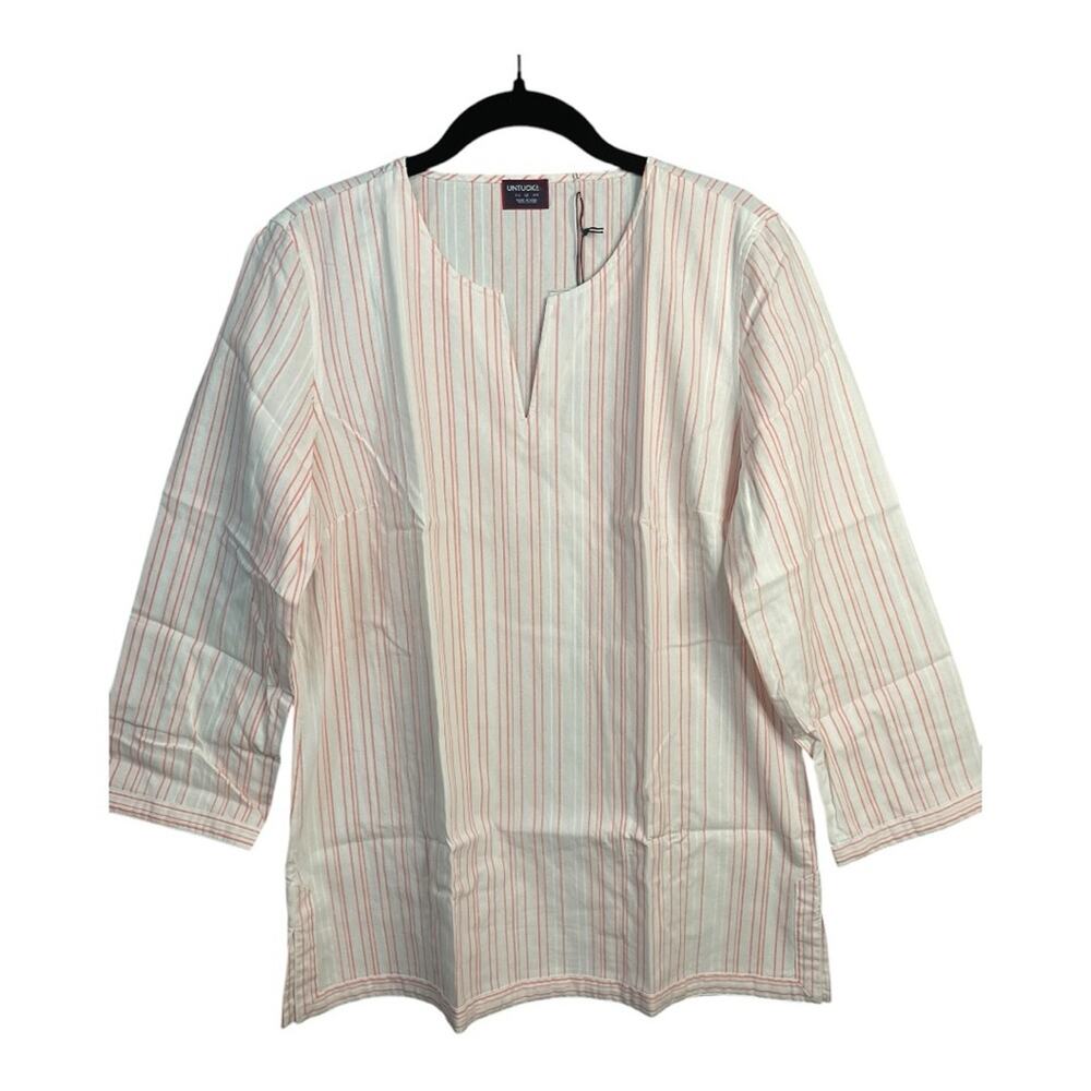 UNTUCKit Women's‎ Durfort Pullover Tunic Pink and White Stripe Size 4 NWT